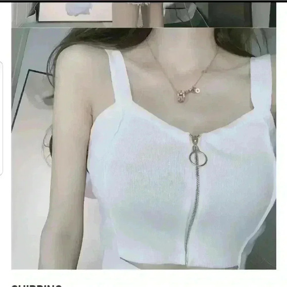 WOMENS WHITE CROP TOP. - Picture 2 of 6